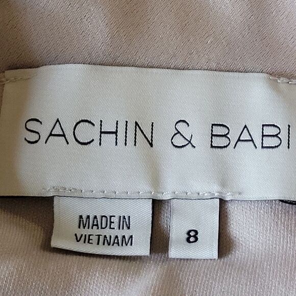 Sachin Babi Evening Dress Womens 8 Biege Spaghetti Straps Formal Prom Bridesmaid - Picture 12 of 15